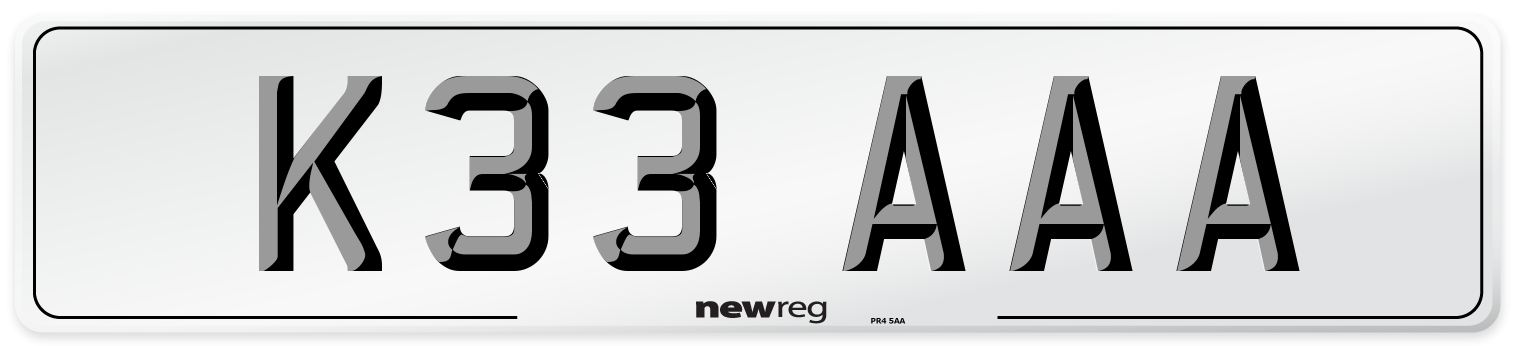 K33 AAA Number Plate from New Reg